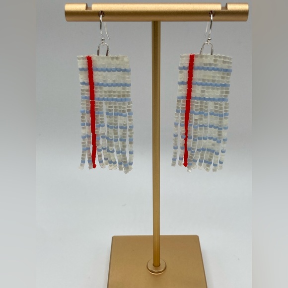 Notebook paper fringe earrings in rectangle or triangle base - Picture 4 of 6